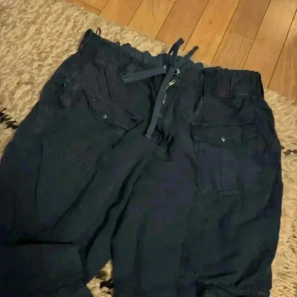 ZARA linen blend navy cargo pants - Picture 3 of 4